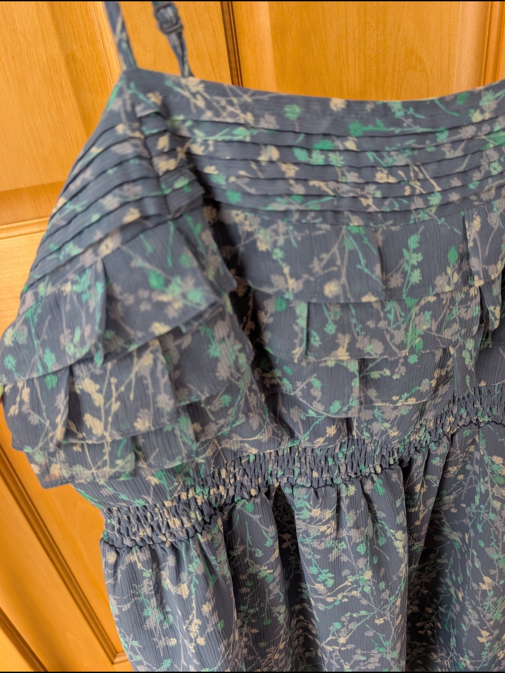 LC Lauren Conrad Teal and Navy Floral Spaghetti Strap Dress - Picture 3 of 10